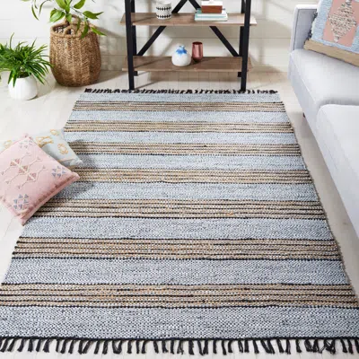 Safavieh Vintage Leather Hand Made Area Rug, Silver / Natural Bohemian Style In Blue