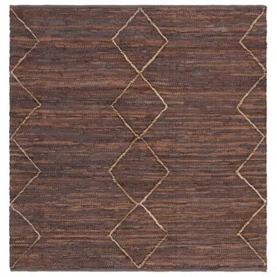 Safavieh Vintage Leather Hand Woven Leather/jute/cotton Geometric Rug In Brown/natural In Brown,natural