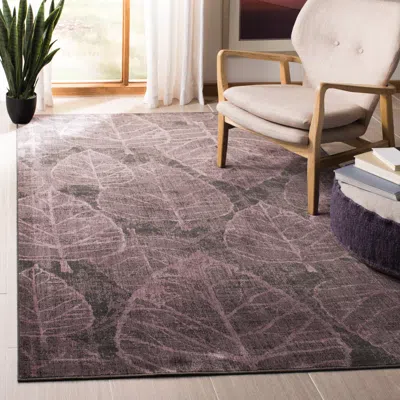 Safavieh Vintage Machine Made Area Rug, Charcoal / Multi Contemporary Style In Pink