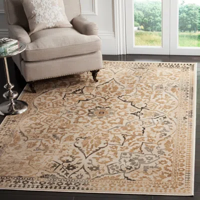 Safavieh Vintage Machine Made Area Rug, Creme Traditional Style In Brown
