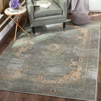 Safavieh Vintage Machine Made Area Rug, Grey / Multi Traditional Style In Green