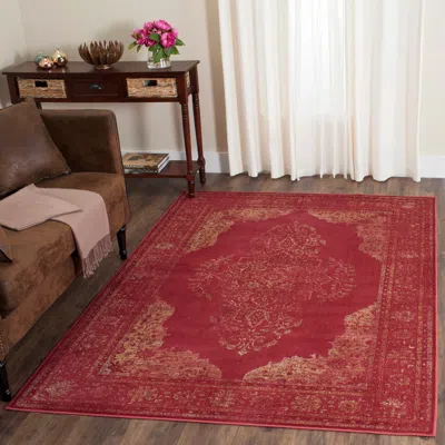 Safavieh Vintage Machine Made Area Rug, Rose Traditional Style In Red