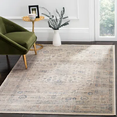 Safavieh Vintage Machine Made Area Rug, Stone / Blue Traditional Style In Neutral