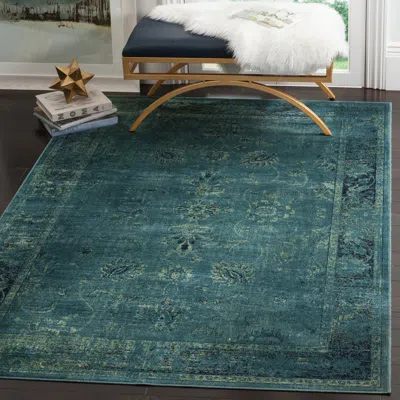 Safavieh Vintage Machine Made Area Rug, Turquoise / Multi Traditional Style Easy Care In Green