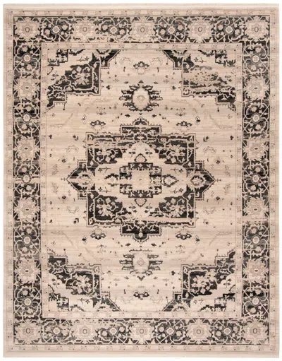 Safavieh Vintage Persian Machine Made Area Rug, Ivory / Charcoal Traditional Style In Neutral
