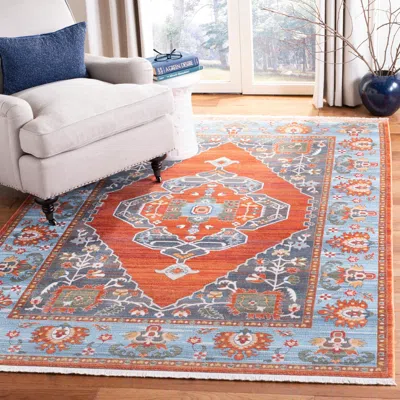 Safavieh Vintage Persian Machine Made Area Rug, Rust / Blue Traditional Style In Red