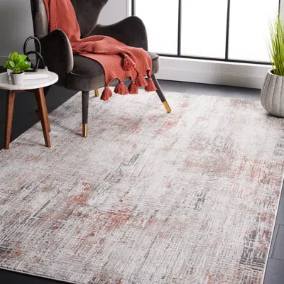 Safavieh Vogue Machine Made Area Rug, Rust / Grey Contemporary Style Easy Care