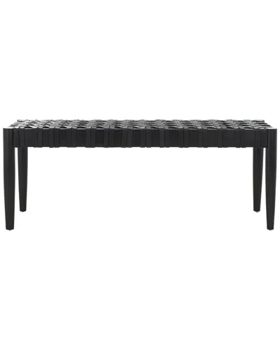 Safavieh Walda Leather Woven Bench In Black