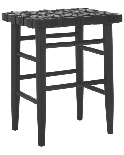 Safavieh Walda Leather Woven Counter Stool In Black