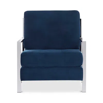 Safavieh Walden Modern Tufted Linen Chrome Accent Chair In Navy