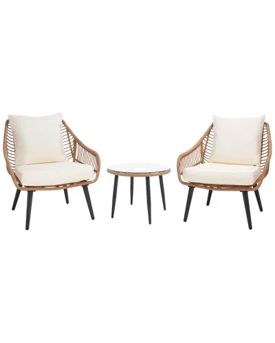 Safavieh Warlen 3pc Outdoor Lounger Set In Brown