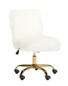 Safavieh Whitney Faux Sheepskin Gold Leg Swivel Office Chair
