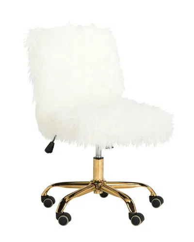 Safavieh Whitney Faux Sheepskin Gold Leg Swivel Office Chair