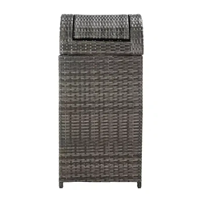 Safavieh Wicker Patio Trash Cans In Gray