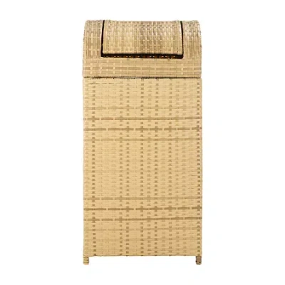 Safavieh Wicker Patio Trash Cans In Nude