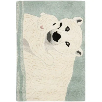 Safavieh Wilderness Hand Tufted Wool Animal Print Rug In Blue;white