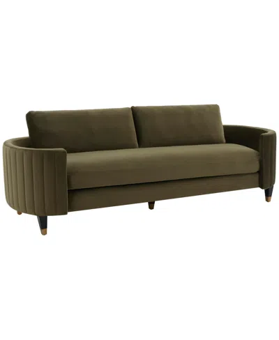 Safavieh Winford 91" Velvet Sofa In Giotto Dark Olive Green