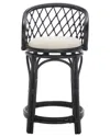 Safavieh Yuta Rattan Counter Stool With Cushion In Black