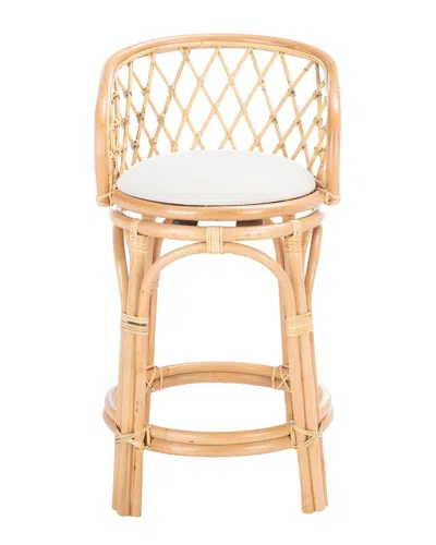Safavieh Yuta Rattan Counter Stool With Cushion In Neutral
