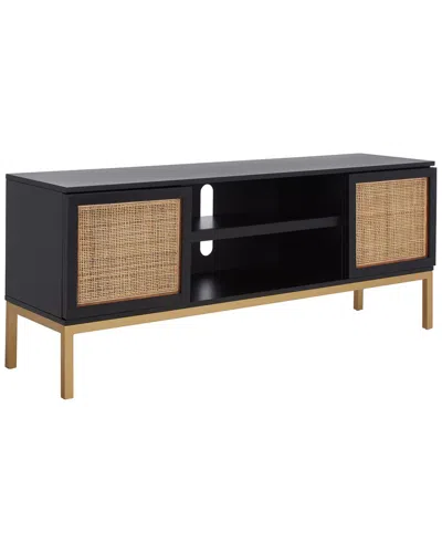 Safavieh Zadie 1-shelf Rattan Media Stand In Black