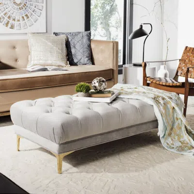 Safavieh Zarya Tufted Rectangular Bench In Gray