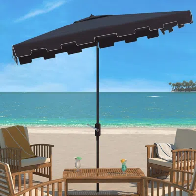 Safavieh Zimmerman 6.5 X 10 Ft Rect Market Umbrella In Black