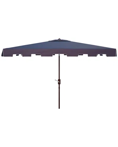 Safavieh Zimmerman 6.5 X 10 Ft Rect Market Umbrella In Blue