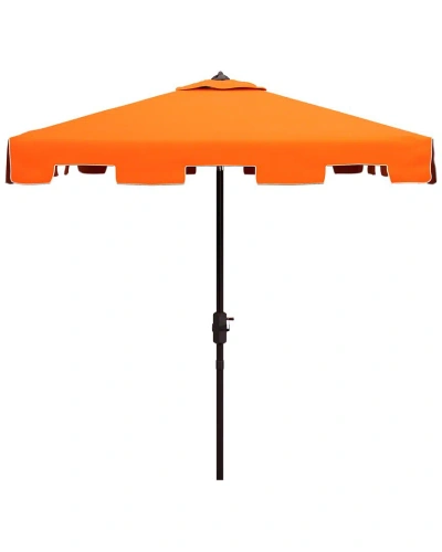 Safavieh Indoor/outdoor Zimmerman 7.5' Square Umbrella In Orange