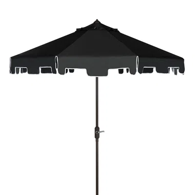 Safavieh Zimmerman 9 Ft Crank Market Umbrella In Black/white
