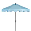 Safavieh Up Resistant Zimmerman 9 Ft Crank Market Push Button Tilt Umbrella With Flap In Blue