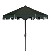 Safavieh Zimmerman 9 Ft Crank Market Umbrella In Dark Green