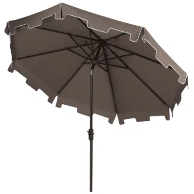 Safavieh Up Resistant Zimmerman 9 Ft Crank Market Push Button Tilt Umbrella With Flap In Orange
