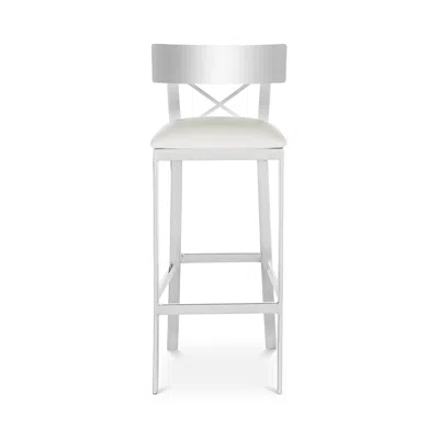 Safavieh Zoey 39 Stainless Steel Cross Back Barstool In White/chrome
