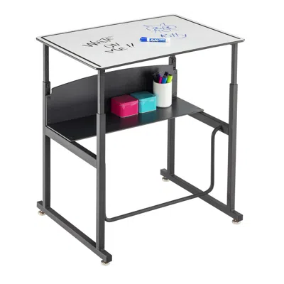 Safco Alphabetter Adjustable-height Stand-up Desk, 28 X 20" Premium Or Dry Erase Top And Swinging Footrest In Black