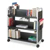 Safco Scoot Double-sided Book Cart, Metal, 6 Shelves, 1 Bin, 41.25" X 17.75" X 41.25", Black