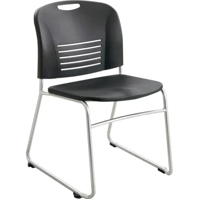Safco Vy Sled Base Stack Chairs - Plastic Seat - Plastic Back - Powder Coated Steel Frame - Sled Base - Bl In Black