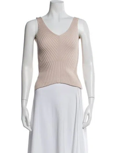 Pre-owned Saffiya V-neck Sleeveless Top In Neutral
