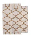 Saffron Fabs Geometric Non-skid Cotton 2-pc. Bath Rug Set In White,beige