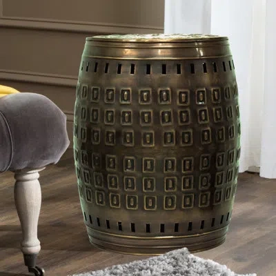 Saffron Fabs Multiple Purpose Hand Tooled Shaped 17" H X 11" W X 11" D Metal Stool In Bronze