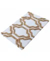Saffron Fabs Quatrefoil Non-skid Cotton 2-pc. Bath Rug Set In White,beige