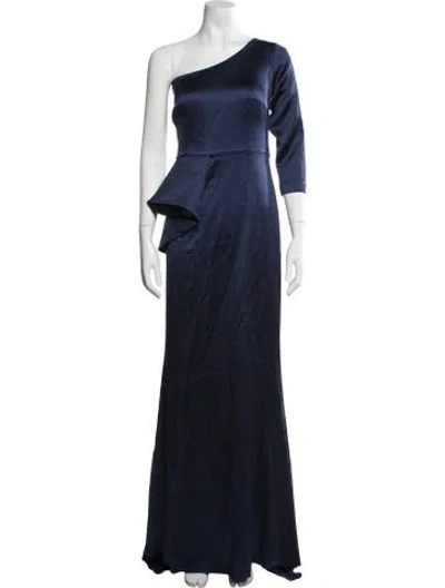 Pre-owned Safiyaa Acetate Long Dress In Blue