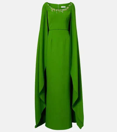 Safiyaa Agata Embellished Crêpe Gown In Green
