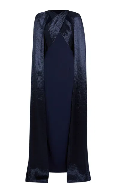 Safiyaa Alara Cape-back Satin Dress In Maritime