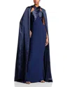 Safiyaa Alara Cape-back Satin Dress In Maritime