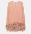 Safiyaa Aleannah Feather-trimmed Crêpe Minidress In Pink