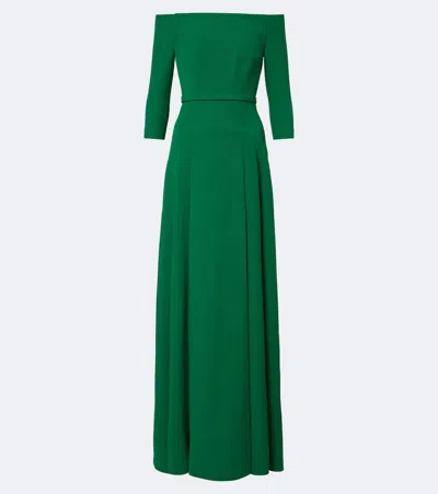 Safiyaa Amadora Off-shoulder Crêpe Gown In Green