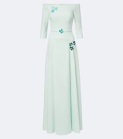 Safiyaa Amadora Off-shoulder Crêpe Gown In Green