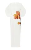 Safiyaa Amira Faille-detailed Crepe Maxi Dress In Off-white