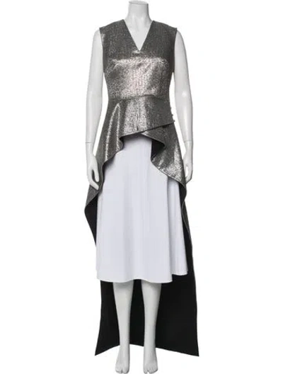 Pre-owned Safiyaa Animal Print Long Dress In Gray