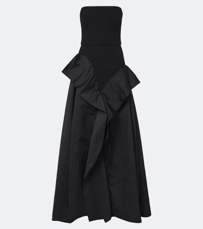 Safiyaa Anneline Ruffled Strapless Gown In Black